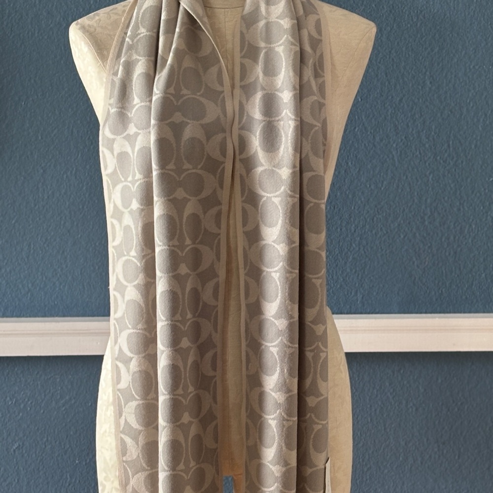 Coach Grey/Silver Patterned Scarf - image 2